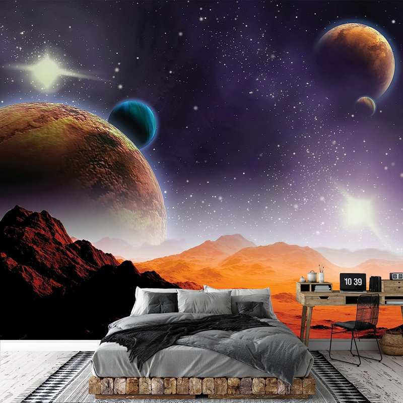 Planet In Outer Space Galaxy Peel & Stick Border, 66" L x 96" W