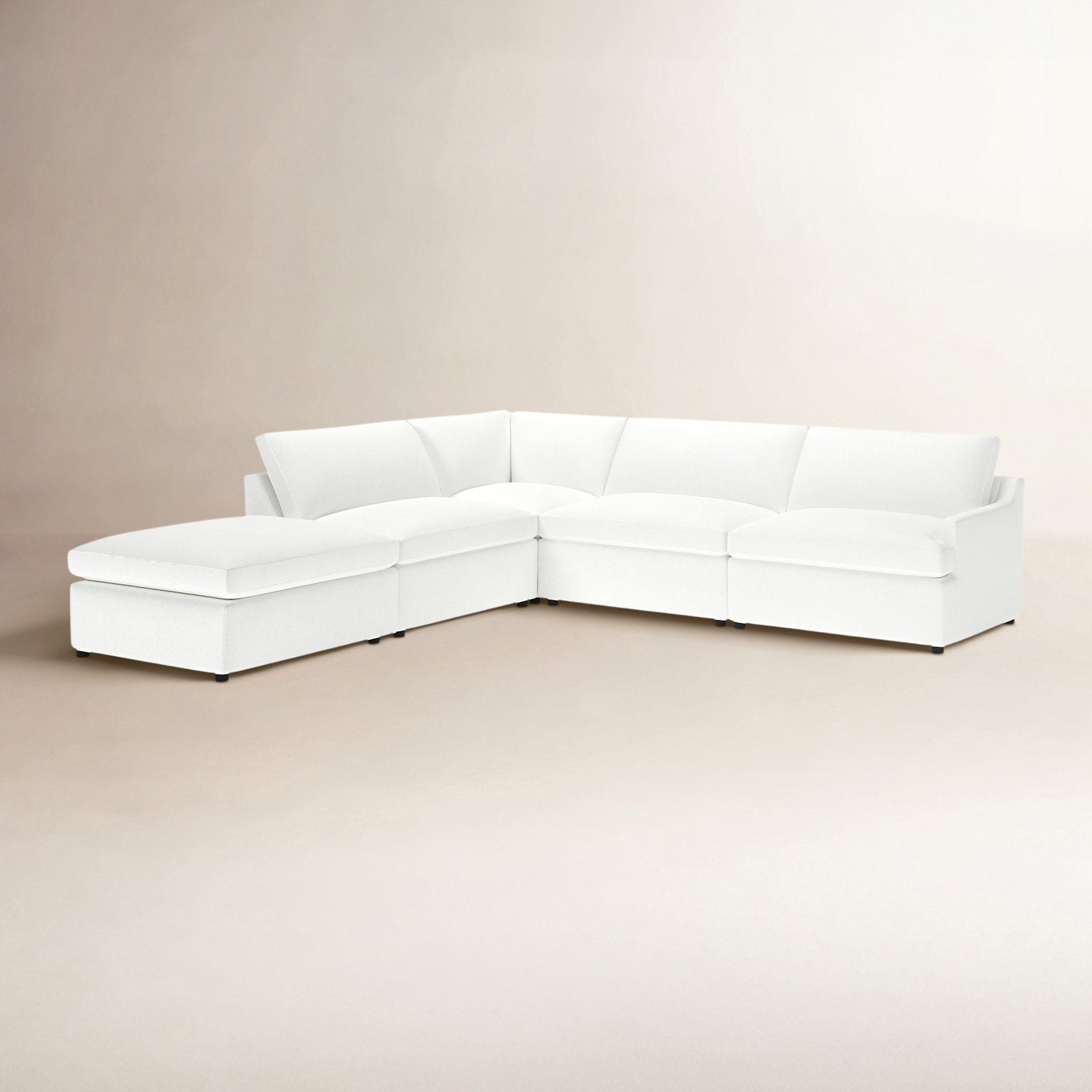 Essex Chaise Sectional, Left Hand Facing, John Flour Performance Linen Blend