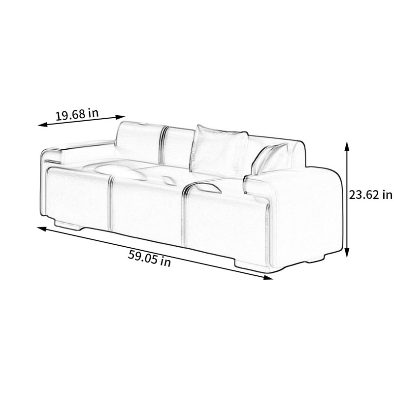 Banc de rangement pour tabouret de lit italien moderne, Café, H 23,62 po x l 59,05 po x P 19,68 po