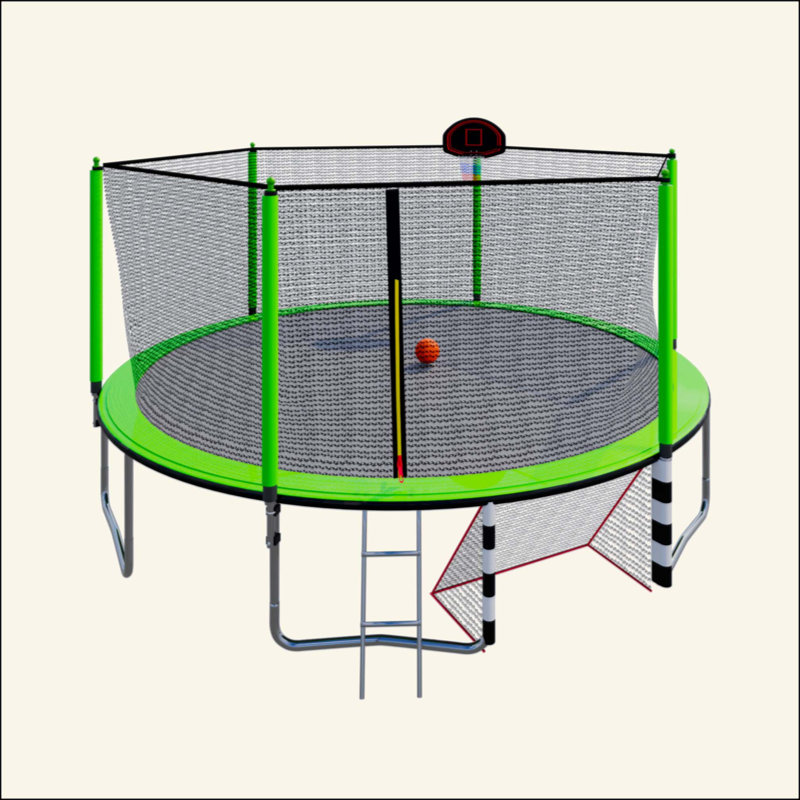 Trampoline 16 pi avec pompe à panier et échelle (enceinte de sécurité intérieure) avec but de soccer