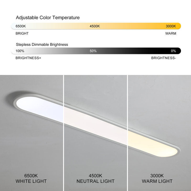 Deshunda 1 - Light Acrylic LED Flush Mount, White, 1.6'' H X 47.24'' W X 7.9'' D