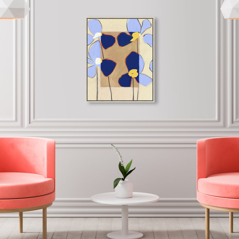 Blue Daisies Print by Oliver Gal, 21" H x 17" W, Silver Floater Frame