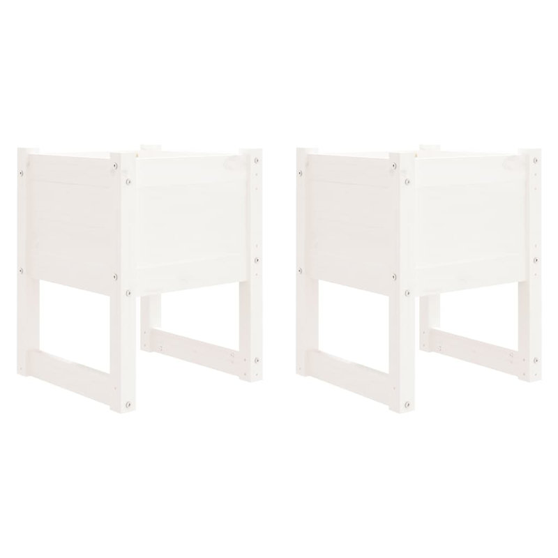 Wood Pot Planter, 52.5cm H x 40cm W x 40cm D, White