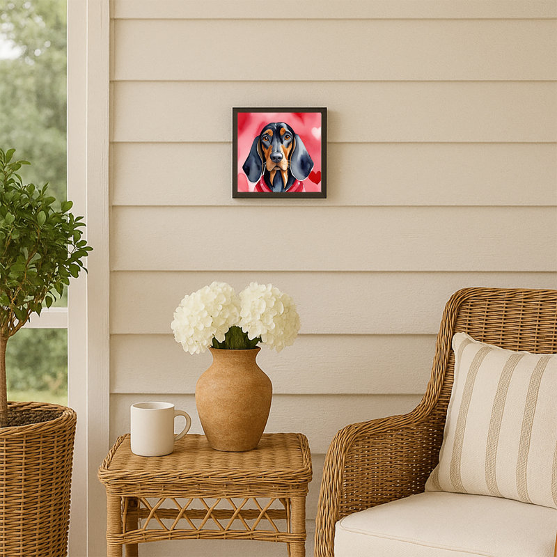 Black and Tan Coonhound My Valentine Framed Metal Print