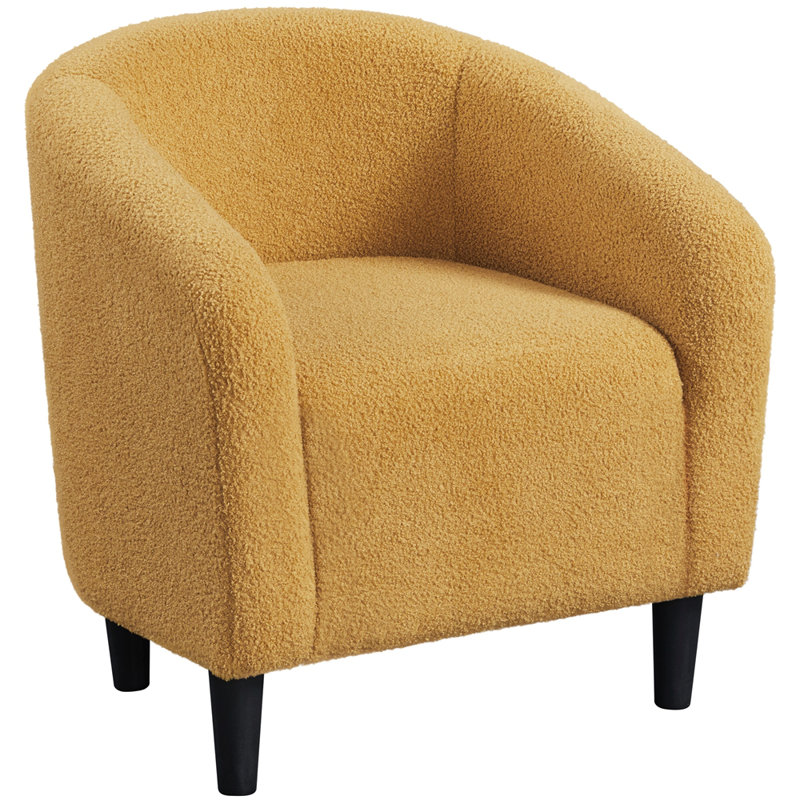 Boucle Club Chair Combining Contemporary and Traditional Design, Mustard Yellow