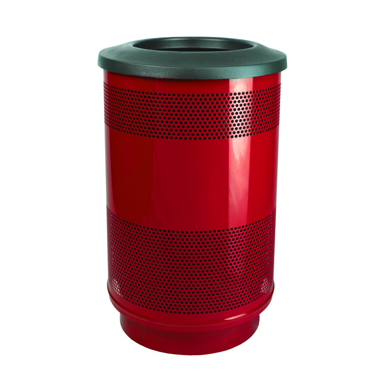 Stadium Series Perforated Metal Steel Open Kitchen Trash Can - 55 Gallons, Red Baron