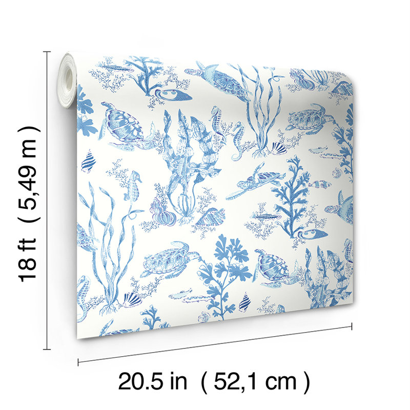 Garparilla Vinyl Peel & Stick Wallpaper Double Roll, Azure