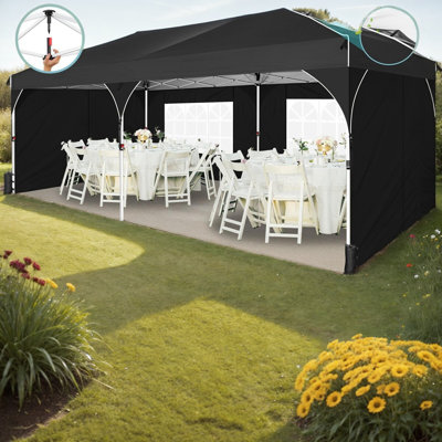 10'x20' Waterproof Pop-Up Canopy Tent - UPF 50+ Sun Protection with Quick-Set Push Lock & Vented Roof