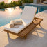 Aryan Patio Adjustable Acacia Wood Patio Chaise Lounge With Cushion