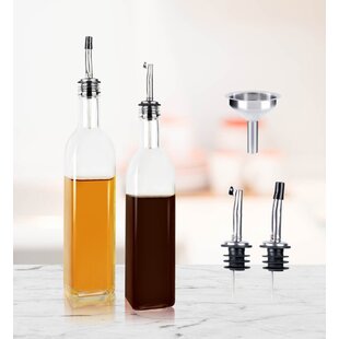 Olive Oil Dispenser Bottle, Glass Oil & Vinegar Cruet Bottle 500ml /17oz  Compatible With Kitchen Cooking, Grilling, Pasta, Bbq, Stainless Steel Pour  S