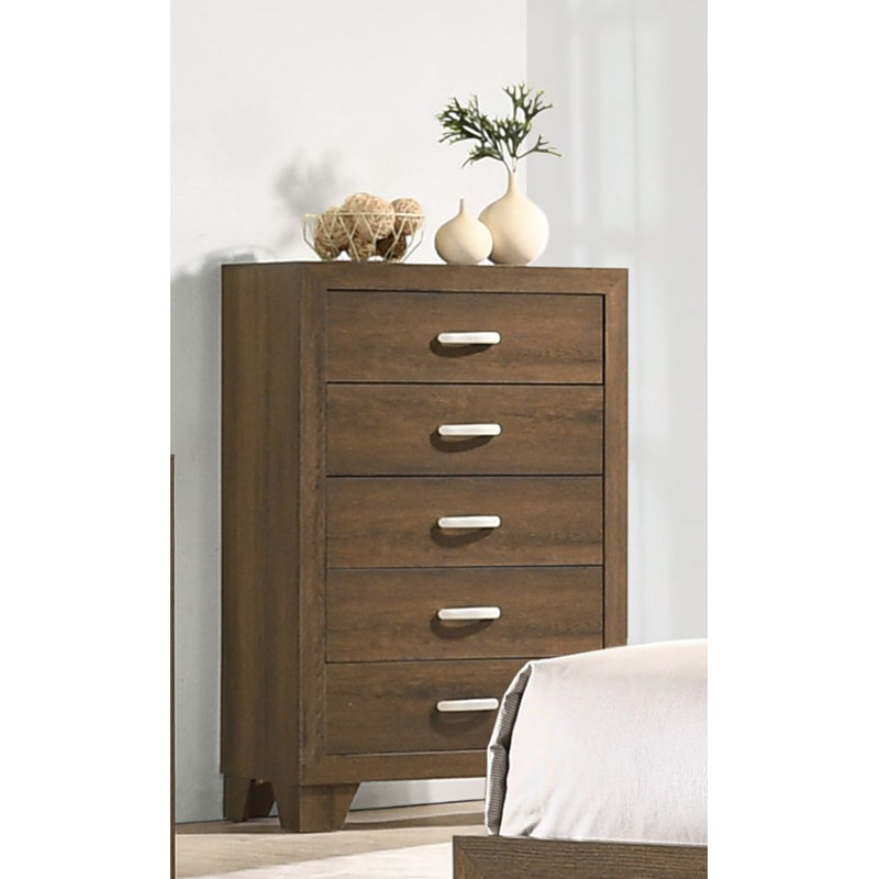 Commode rectangulaire à 5 tiroirs Miquell , Chêne