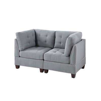 Modular - 2Pc Gray Linen-Like Chair, 32"X32"X35" H, With Wood Frame Overlordship In Gray, Fabric H Supremacy