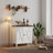 Farmhouse Sideboard Buffet Cabinet with Storage, Kitchen Cabinet with Adjustable Shelf and 2 Barn Doors, Modern Wooden Storage Cabinet for Living Room, Dining Room, White+Brown-1043186174