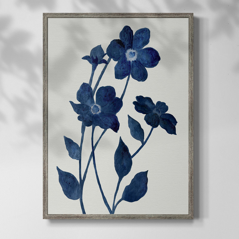 Indigo Bloom II, reproduction encadrée - bois massif, H 30 po x l 24 po