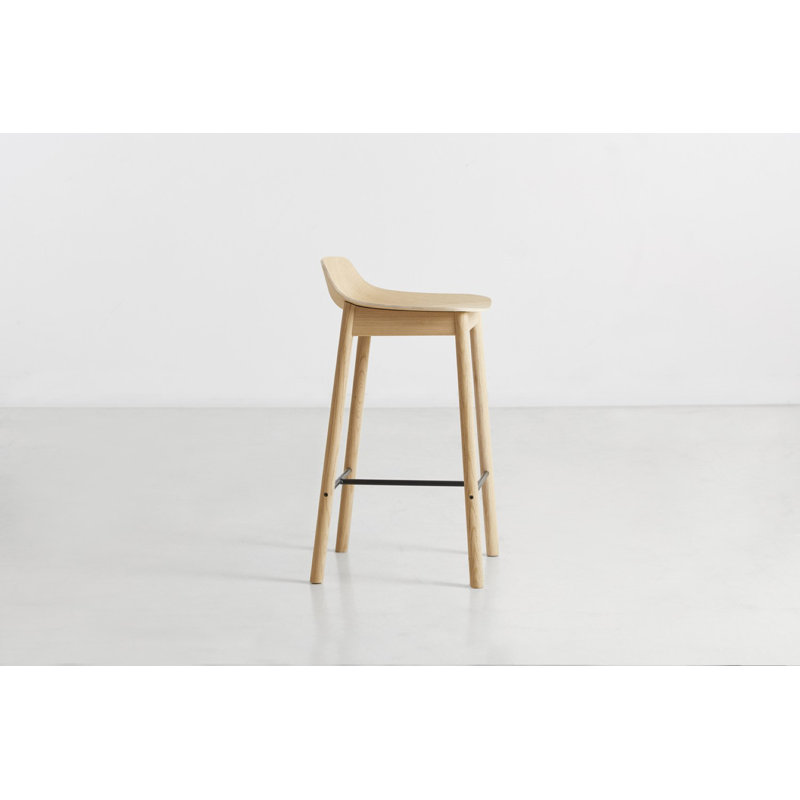 Mono Bar Stool, Counter Stool (25.59'' Seat Height), Oak/Black