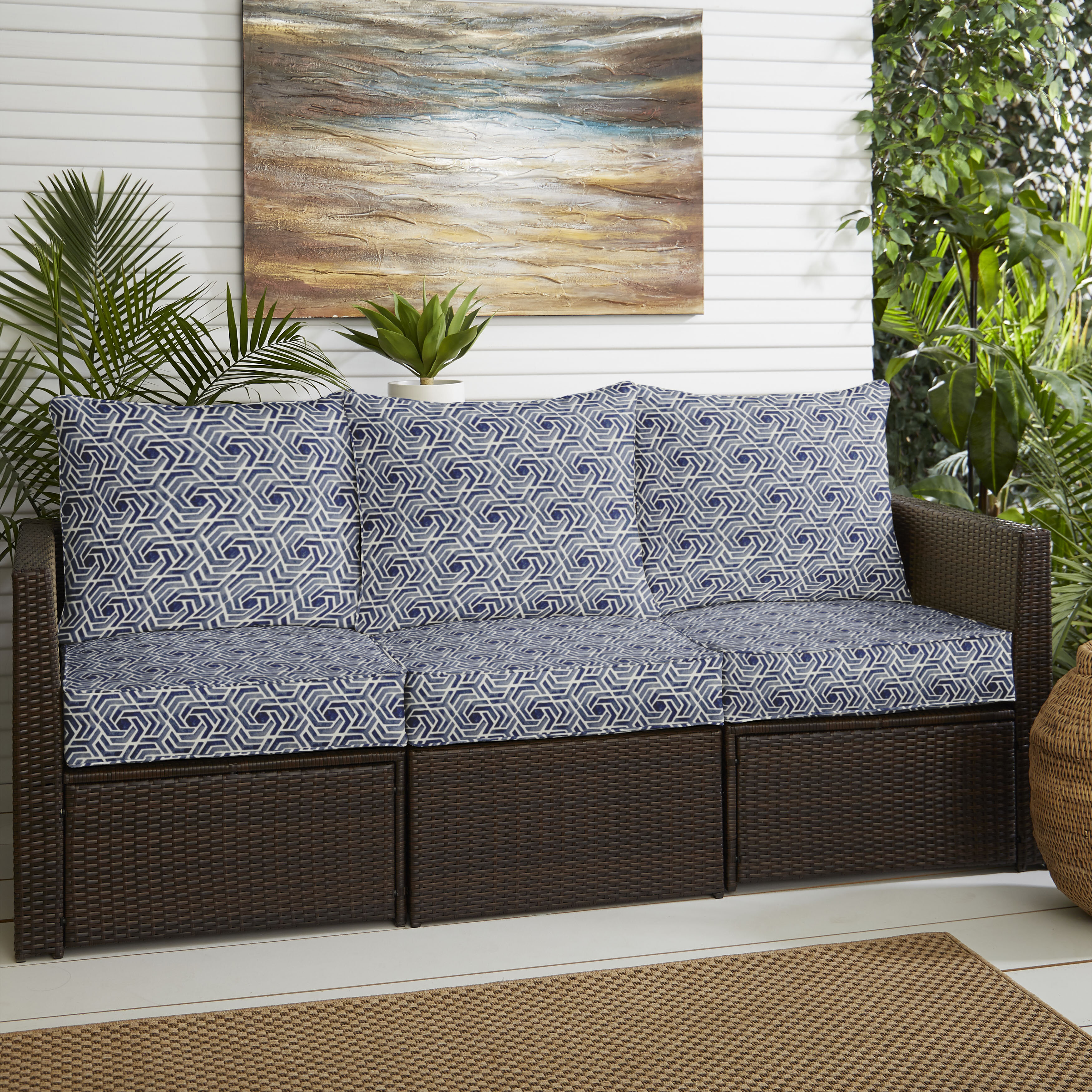 Fenna Indoor/Outdoor Seat/Back Cushion Sofa Set Birch Lane Size: 22.5 H x 67.5 W x 22.5 D