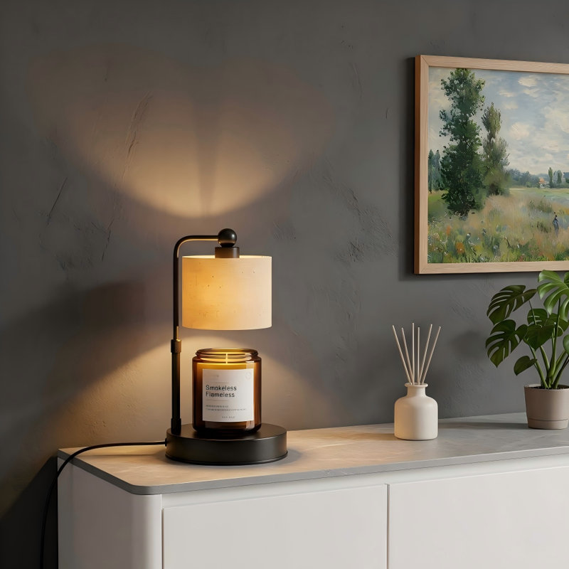 Modern Candle Warmer Lamp with Timer, Modern Farmhouse Candle Warmer, Height Adjustable & Dimmable Electric Candle Warmer Lamp, Includes 2 Bulbs, Birthday Gift for Women, Mom, Housewarming