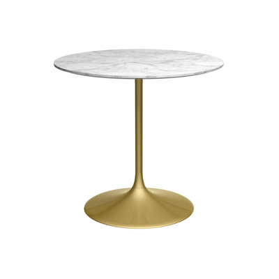 Clarke County Round Stone Top Dining Table with Stainless Steel Base