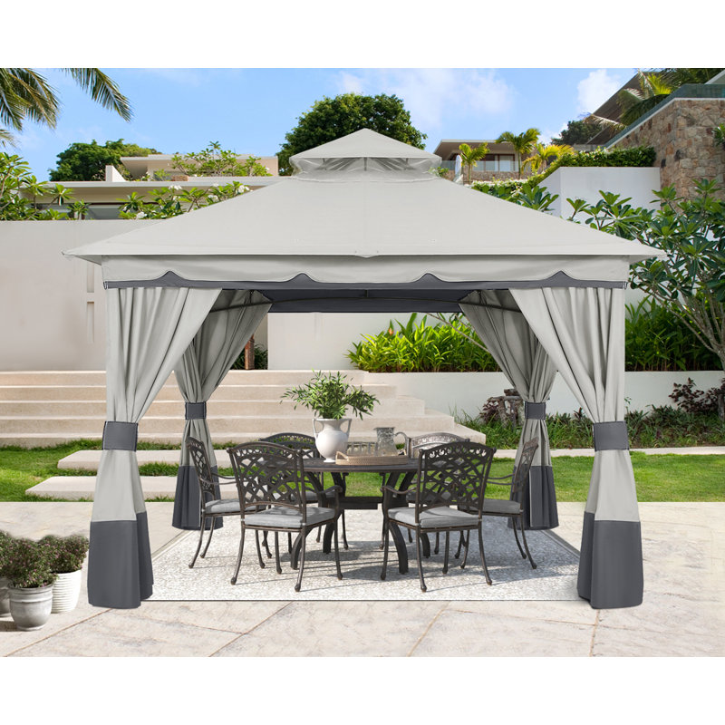 Patio en acier Les abris de jardin à toit souple, Gris foncé, 8 pi L 8 pi. D