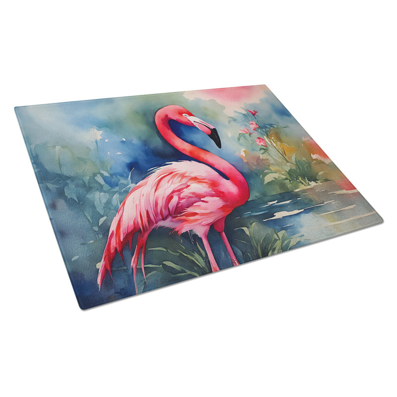 Flamingo Glass Cutting Board Large