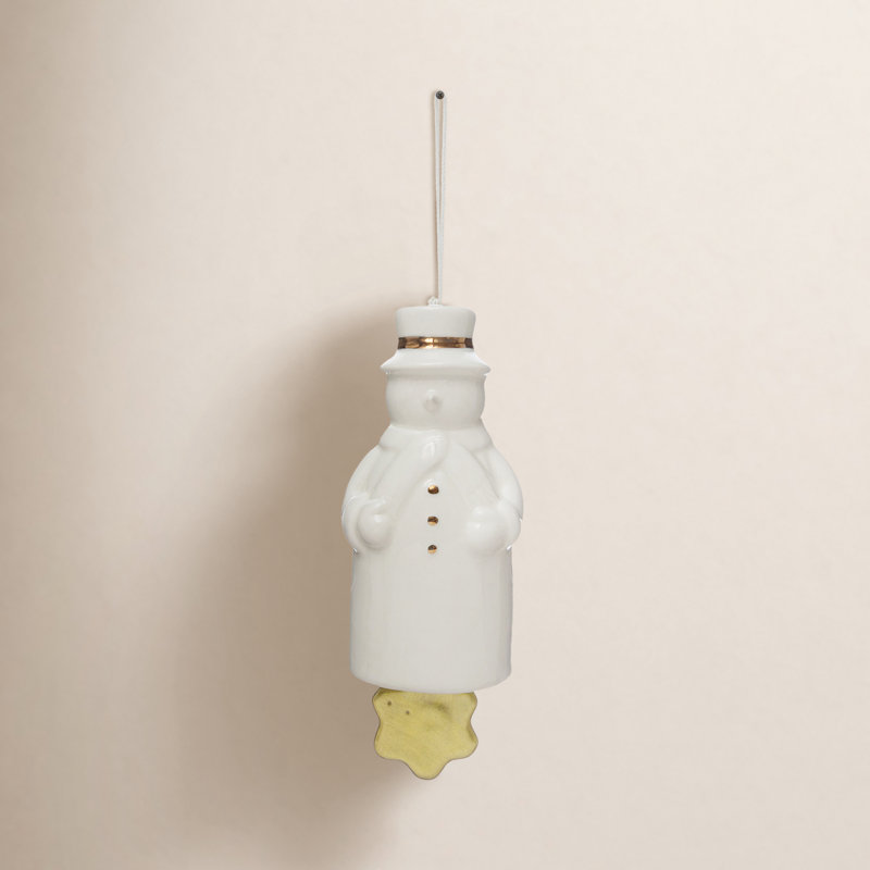 Cloche de bonhomme de neige en grès avec galvanoplastie