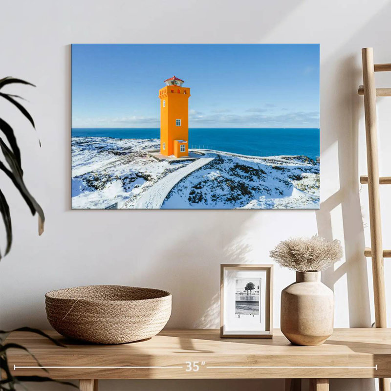 Hiver au phare de Svortuloft, H 16 po x l 24 po