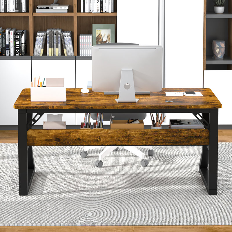 Bureau d'ordinateur et bureau à domicile Antawan, Rétro, H 29,5 po x L 47,2 po x l 23,6 po