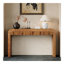 Console rustique avec façade de tiroir cannelée, table d'entrée avec coins incurvés et pieds épais, table de canapé robuste pour le couloir et le salon-910571835