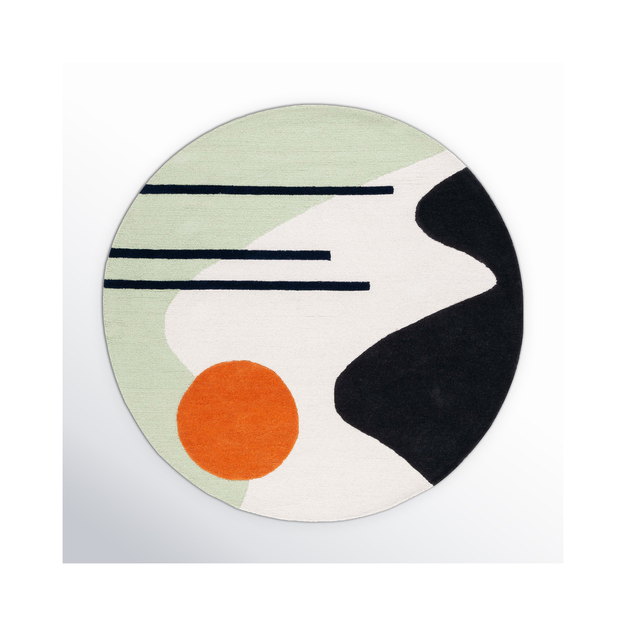 Felipe Handmade Wool Green/Black Rug, Round 6'