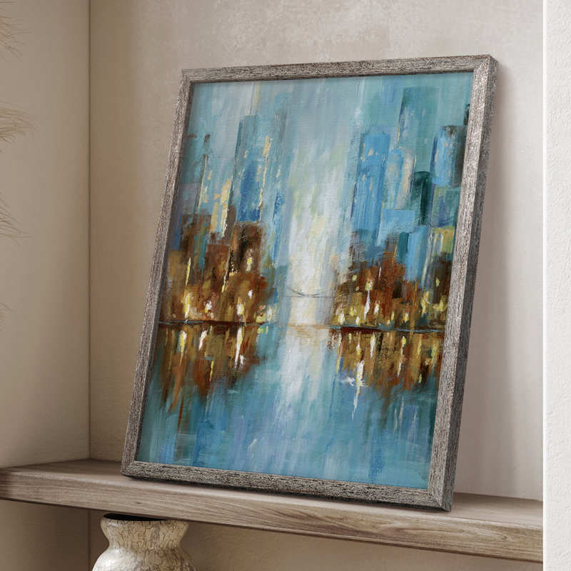 «City Lights», reproduction encadrée - bois massif, H 11 po x l 9 po