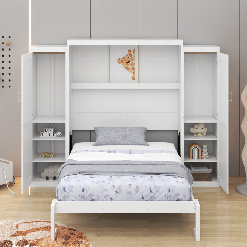 Lit escamotable avec armoire et tablette Murphy, Lit double