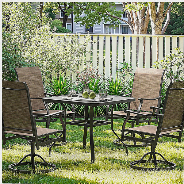 Latitude Run® Outdoor Dining Chairs Set of 2, 360°Swivel Patio Dining ...