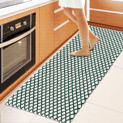 Luxurious Woven Cotton Cushioned Thick Kitchen Mat Rug Runner& Mat | Set Of 2 |  Anti-Fatigue, Anti-Skid - 18''X48'' | 18''X30''