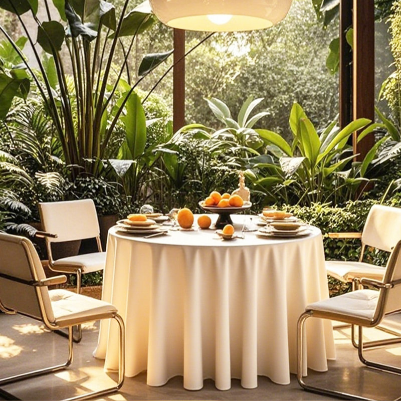 8 pièces / paquet de nappes rondes en polyester sans soudure de 132 pouces, disponibles en cinq couleurs, parfaites pour les tables de salle à manger, la maison, la cuisine et les décorations de restaurant. Ces articles pour la maison de Pâques sont r