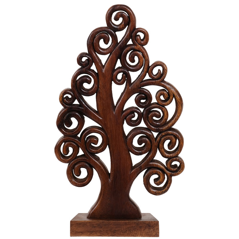 Mccaullie Tree of Life Wooden Sculpture with Intricate Carvings for Rustic and Modern Home Decor