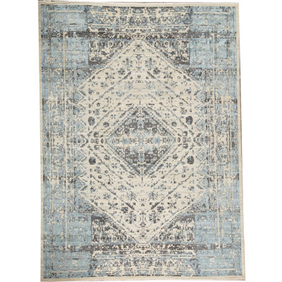 Ivoire noué à la main oriental Neo Villa/gris/bleu Tapis décoratif