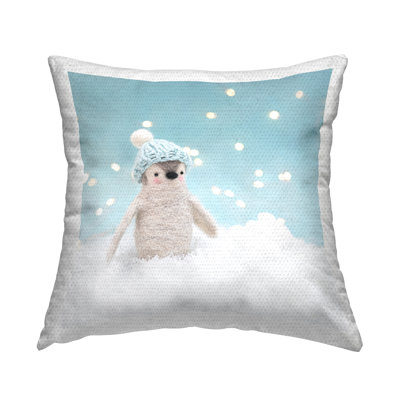 Winter Snow Scene Penguin Outdoor Printed Pillow by Lemon & Sugar