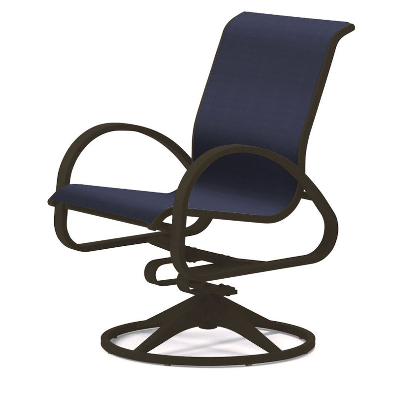 Aruba 1 Outdoor Dining Armchair, Textured Graphite, Navy 13D Sunbrella®