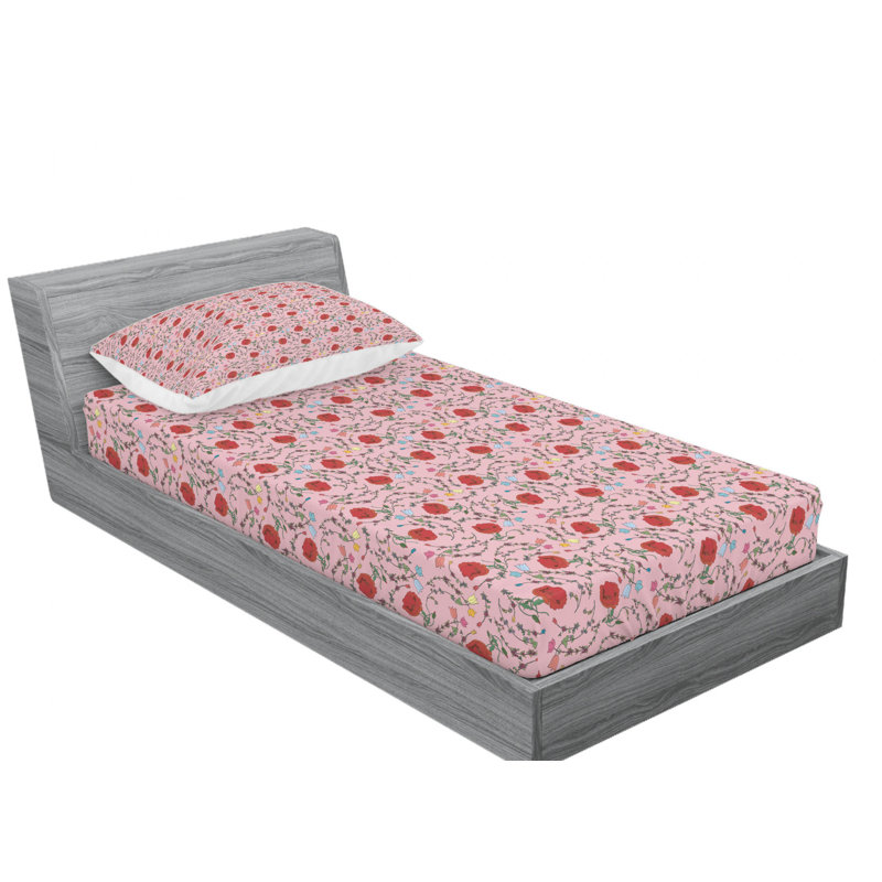 Microfiber Floral Sheet Set, Twin Sheet Set, Pink/White Floral