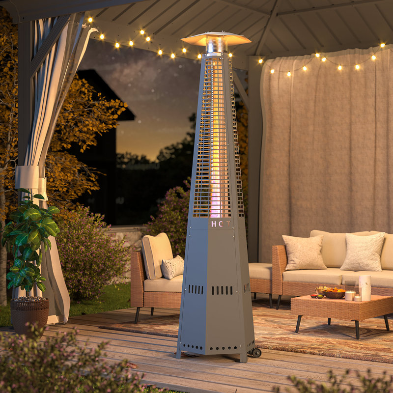 48000 BTU Pyramid Propane Standing Patio Outdoor Heater, Black