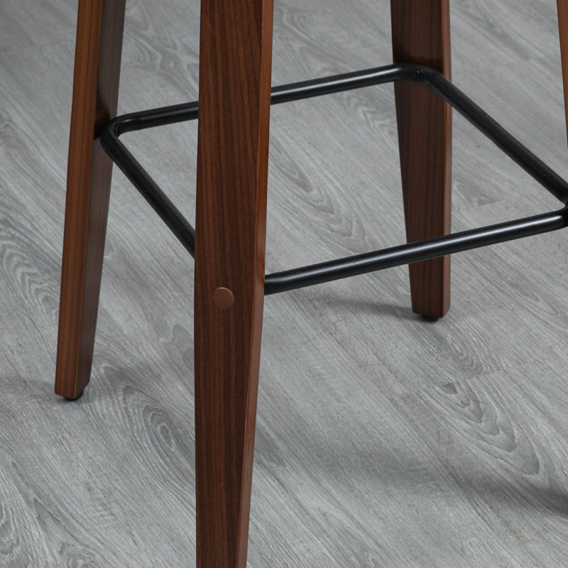 Homcom Bar Height Bar Stools, Pu Leather Swivel Barstools With Footrest And Tufted Back, Set Of 2
