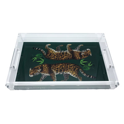 Leopard Seeing Double Acrylic Rectangle Decorative Tray 