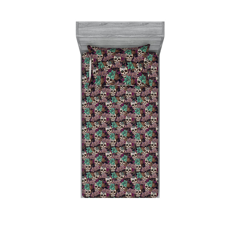 Drap-housse et taie décorative Ambesonne, Ensemble de draps pour lit simple avec 1 taie d'or