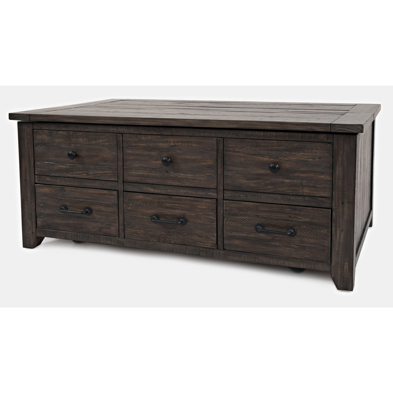 Table basse à 4 pieds avec rangement Karley, Marron foncé
