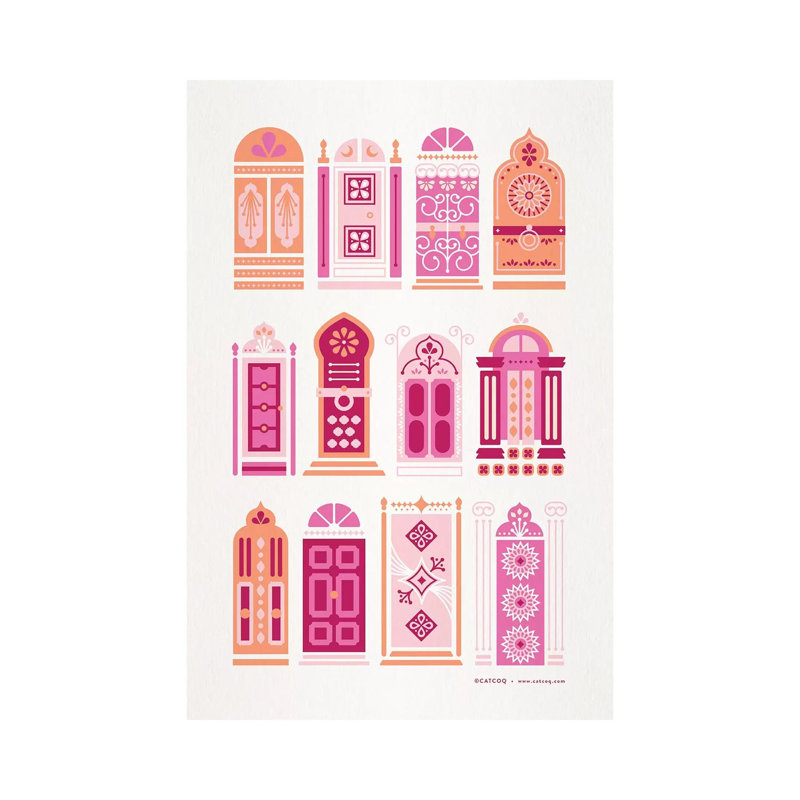 Porte Strickler Cat Coquillette Peach, H 12 po x l 18 po x P 1,5 po, Toile tendue, Pas de tapis