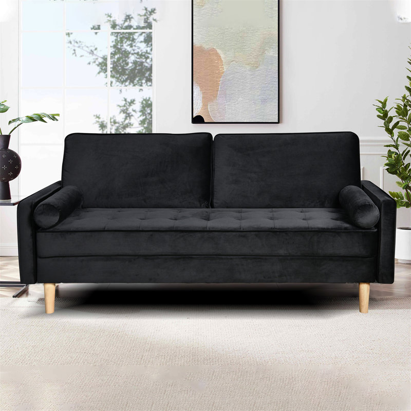 Canapé 3 places 70 "Laynah, Velours noir