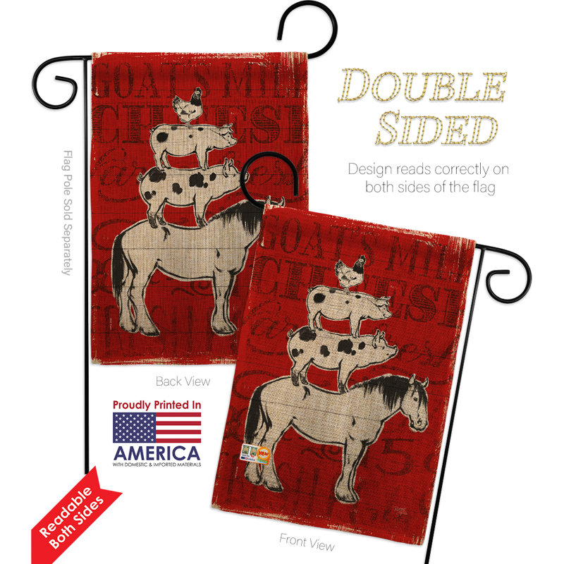 En toile jute à 2 côtés de la ferme à vie de 19 x 13 po drapeau de jardin