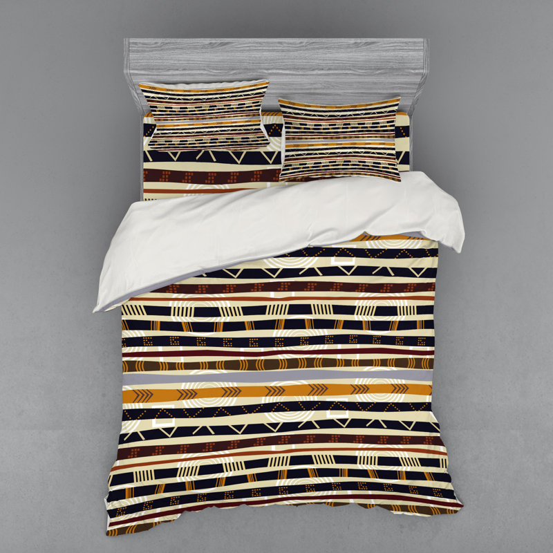 Tribal Modern & Contemporary Polyester Geometric Shapes Duvet Cover, Queen Duvet Cover + 2 Pillow Sham