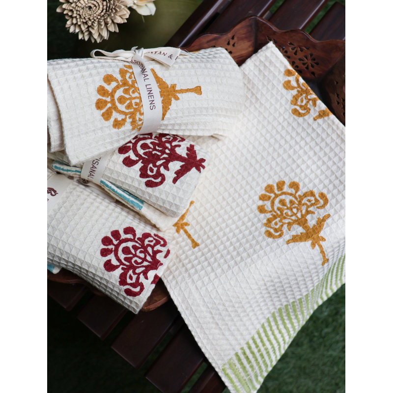 Harmony Cotton Waffle Kitchen Towels - Set of 2 (Multi-color)