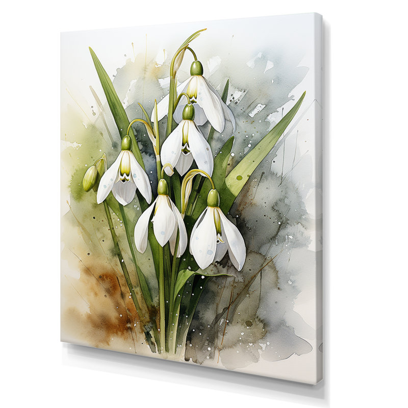 Morning Hush Snowdrops In Silent White III - Snowdrops, art mural, Toile tendue, H 20 po x l 12 po x P 1 po
